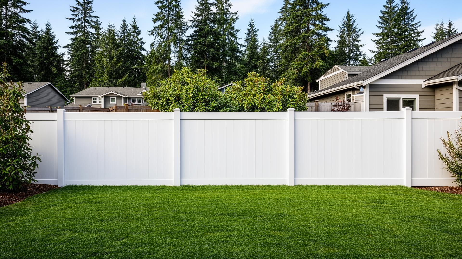 White vinyl privacy fence installation in Western Washington
