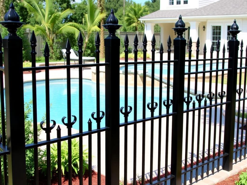 Wrought iron pool fence installation